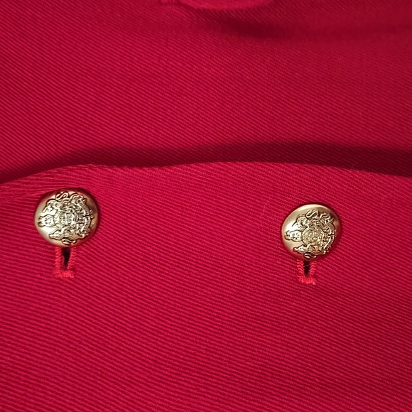 VTG Lauren Ralph Lauren Blazer Crest Patch Gold Buttons Red Wool Blend USA 2P - Picture 5 of 8